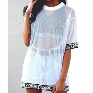 Shade London Mesh White T-shirt Dress Unisex